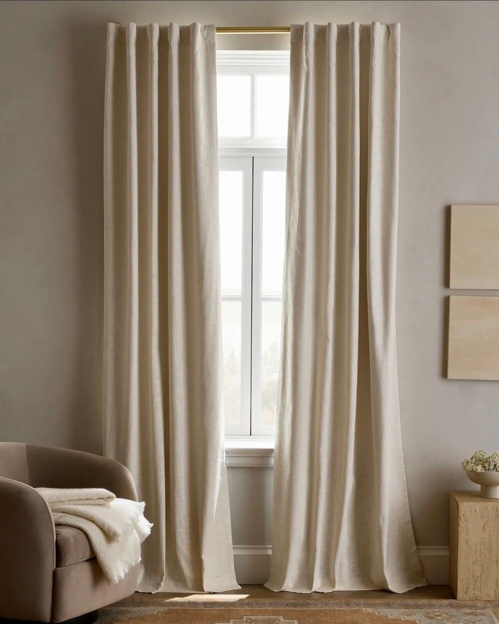 Quince Textured Cotton Room Darkening
Curtain - Single Panel | Ivory | 48 x 96